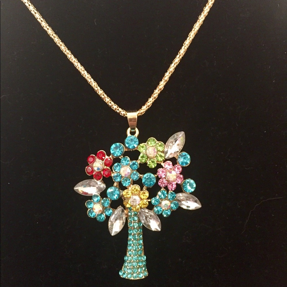 Betsy Johnson rhinestone tree necklace